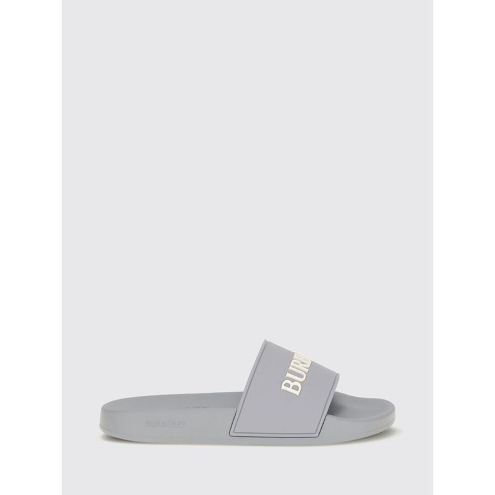 Burberry Men Rubber Burberry Slides With Contrasting Lettering Logo